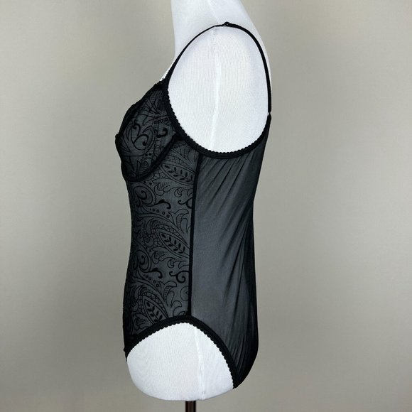 Victorias Secret Teddy 36B Black Lace Bodysuit Sheer Cheeky Underwire Sexy New - Picture 6 of 12